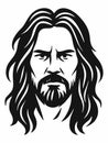 Vector portrait illustration of a long-haired bearded man Royalty Free Stock Photo