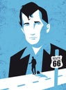 Jack Kerouac on the road author vector illustration