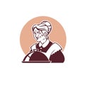 Vector portrait of lovely grandmother and home made food for you