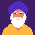 Vector portrait of an old Hindu man