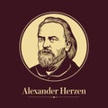 Vector portrait of a Russian writer. Alexander Herzen was a Russian writer and thinker known as the `father of Russian socialism`