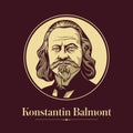 Vector portrait of a Russian writer. Konstantin Balmont was a Russian symbolist poet and translator who became one of the major