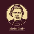 Vector portrait of a Russian writer. Maxim Gorky was a Russian writer and political activist.