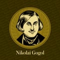 Vector portrait of a Russian writer. Nikolai Vasilyevich Gogol