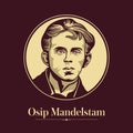 Vector portrait of a Russian writer. Osip Mandelstam was a Russian and Soviet poet. He was one of the foremost members of the Acme