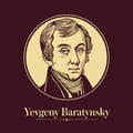 Vector portrait of a Russian writer. Yevgeny Baratynsky was lauded by Alexander Pushkin as the finest Russian elegiac poet
