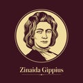 Vector portrait of a Russian writer. Zinaida Gippius was a Russian poet, playwright, novelist, editor and religious thinker