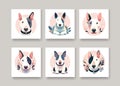 Vector portrait set of dog English bull terrier Royalty Free Stock Photo