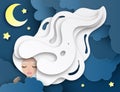 Vector portrait of sleeping young beautiful woman with long wavy hair Royalty Free Stock Photo