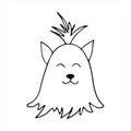 Vector portrait of a Yorkshire terrier in doodle cartoon style. Pet illustration in line art style