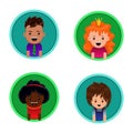 Vector portraits of children. Icons. Avatars.