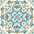 Vector Portuguese tile. Beautiful colored pattern for design