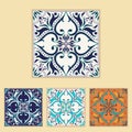 Vector Portuguese tile design in four different color. Beautiful colored pattern for design and fashion with decorative elements