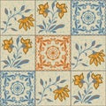 Vector Portuguese tiles floral ornament seamless pattern