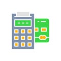 Vector POS credit card, banking terminal, payments methods white line icon.