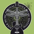 Folk music festival poster or banner with guitar Royalty Free Stock Photo