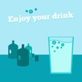 Vector poster, banner with glass of water, coolers, headline Royalty Free Stock Photo