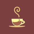 Vector poster, banner with hot coffee cup and bubbles, retro wallpaper for coffe house, coffein theme Royalty Free Stock Photo