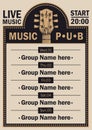 Poster for beer pub with live music with guitar