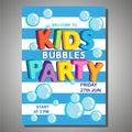 Vector poster bright letters funny kids bubbles party