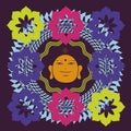 Buddah face in lotuses poster