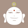 Buddah face with yellow mandala Royalty Free Stock Photo