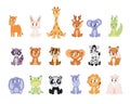 Vector poster with cartoon cute animals for kids in scandinavian style Royalty Free Stock Photo
