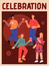 Vector poster of Celebration. Happy people at party Royalty Free Stock Photo