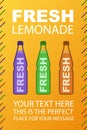 Vector poster with colorful bottle fresh lemonade