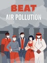 Vector poster with concept of beat of air pollution, environmental contamination