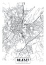 Vector poster detailed city map Belfast