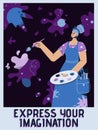 Vector poster of Express Your Imagination concept