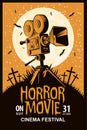 Poster for horror movie festival, scary cinema Royalty Free Stock Photo