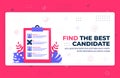 Vector poster illustration of find the best candidate. Selecting employees with rating, opinion, feedback and review. Can be used