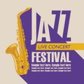 Poster for jazz festival live music with saxophone