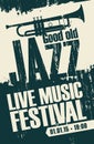 Poster for jazz festival live music with a trumpet