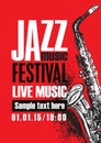 Poster for jazz festival live music with saxophone