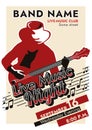 Retro poster - Live Music Night. Easy editable red and black live concert poster template. Royalty Free Stock Photo