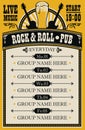 Poster for music rock and roll pub with live music Royalty Free Stock Photo