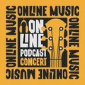 Vector poster for online music with guitar neck