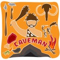 Vector poster of paleo food and caveman