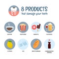 Vector poster of products destroying your teeth. Royalty Free Stock Photo