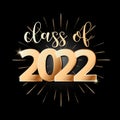 Vector poster with quote Class of 2022 with golden firework