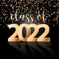 Vector poster with quote Class of 2022 with golden glitter