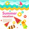 Vector poster summer vacation and seascape. Royalty Free Stock Photo