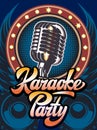 Vector poster template with calligraphy lettering karaoke party