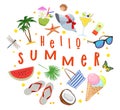 Poster on topic of summer holidays. Meeting of summer. Vector illustration.