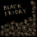 Vector poster, title, frame on theme of black Friday, shopping, discounts and sales