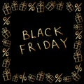 Vector poster, title, lettering in frame on theme of black Friday, shopping, discounts and sales