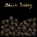 Vector poster, title, seamless pattern on theme of black Friday, shopping, discounts and sales